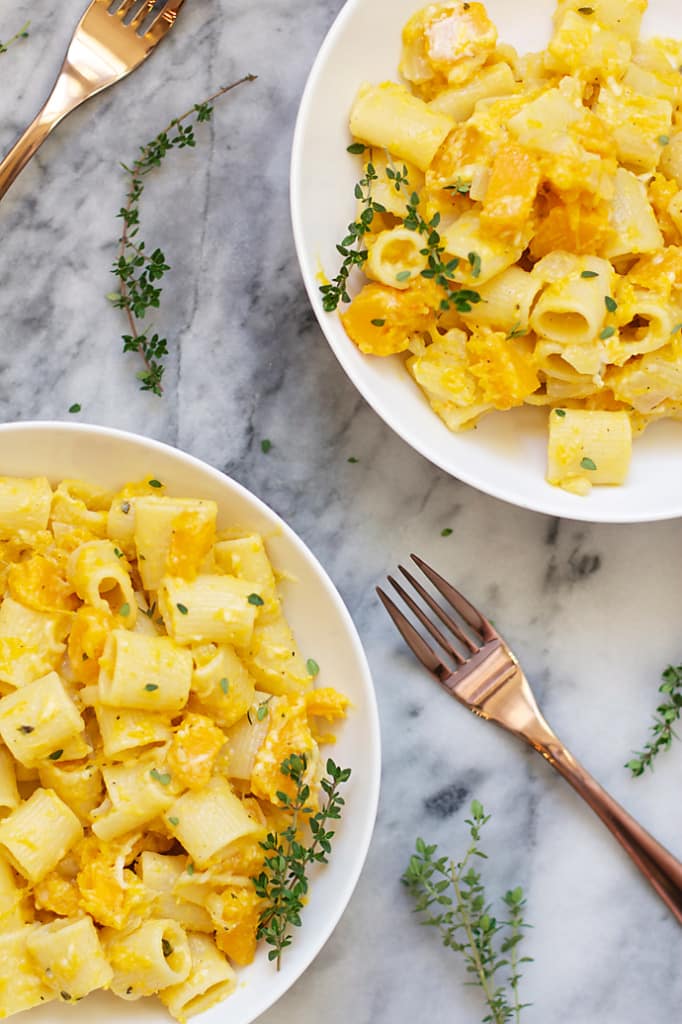 Butternut Squash Rigatoni with Goat Cheese - Food with Feeling