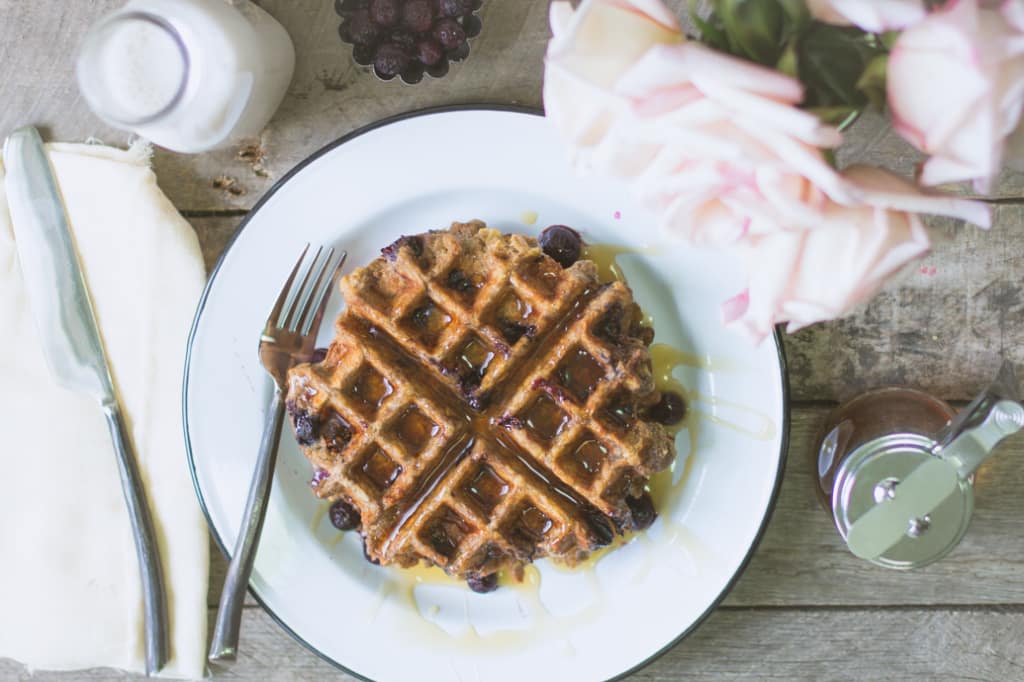 vegan blueberry oatmeal waffles Food with Feeling