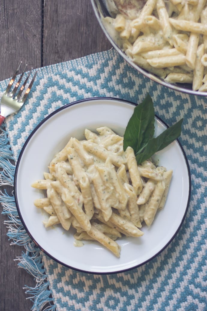 Creamy Basil Cashew Pasta- Vegan - Food with Feeling