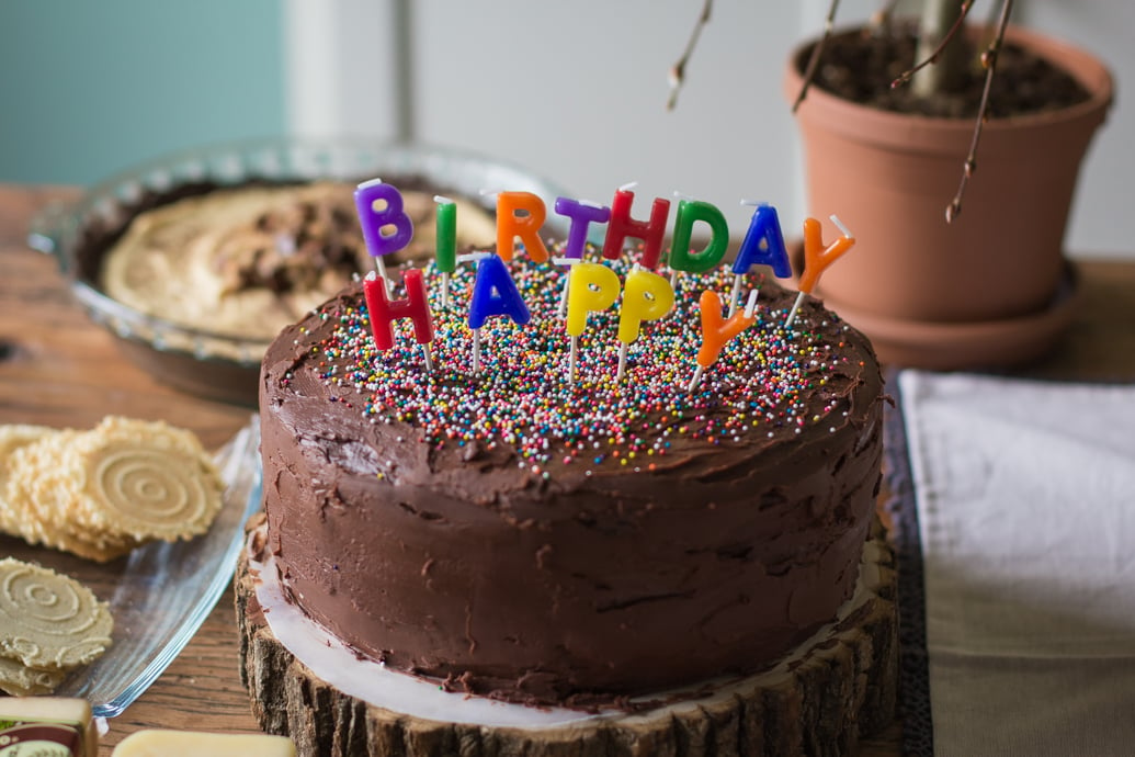 Free Cosmic Happy Birthday Cake Background Image