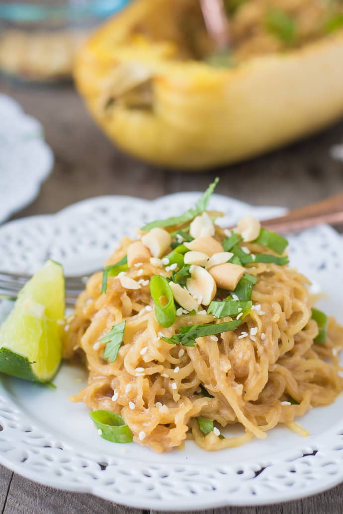 Spaghetti Squash Noodles w/ Soy Peanut Sauce | Food with Feeling