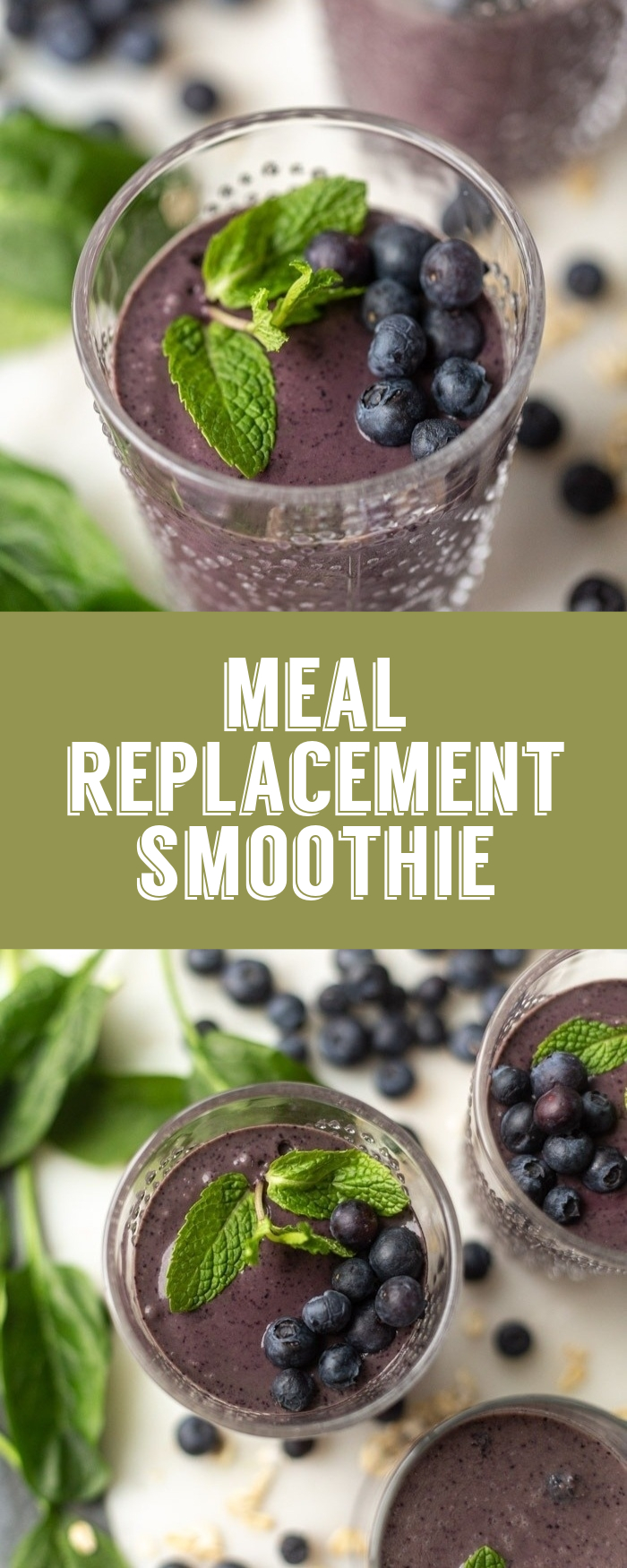 Meal Replacement Blueberry Green Smoothie Food with Feeling
