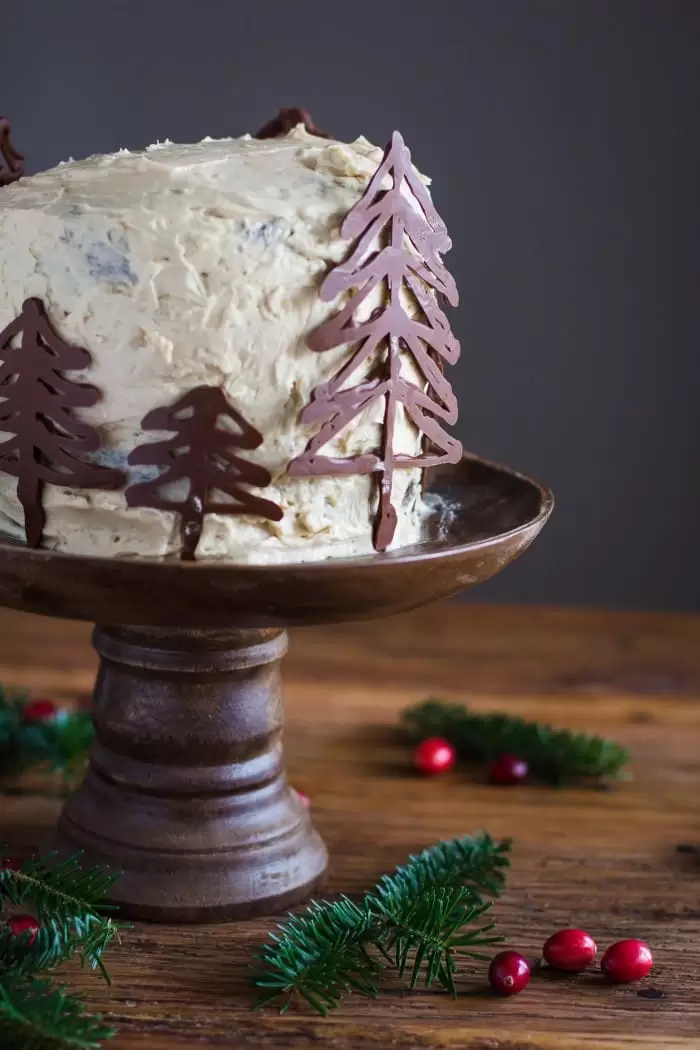 Gingerbread Cake recipe with Brown Sugar Buttercream Frosting and Chocolate Trees | bbritnell.com