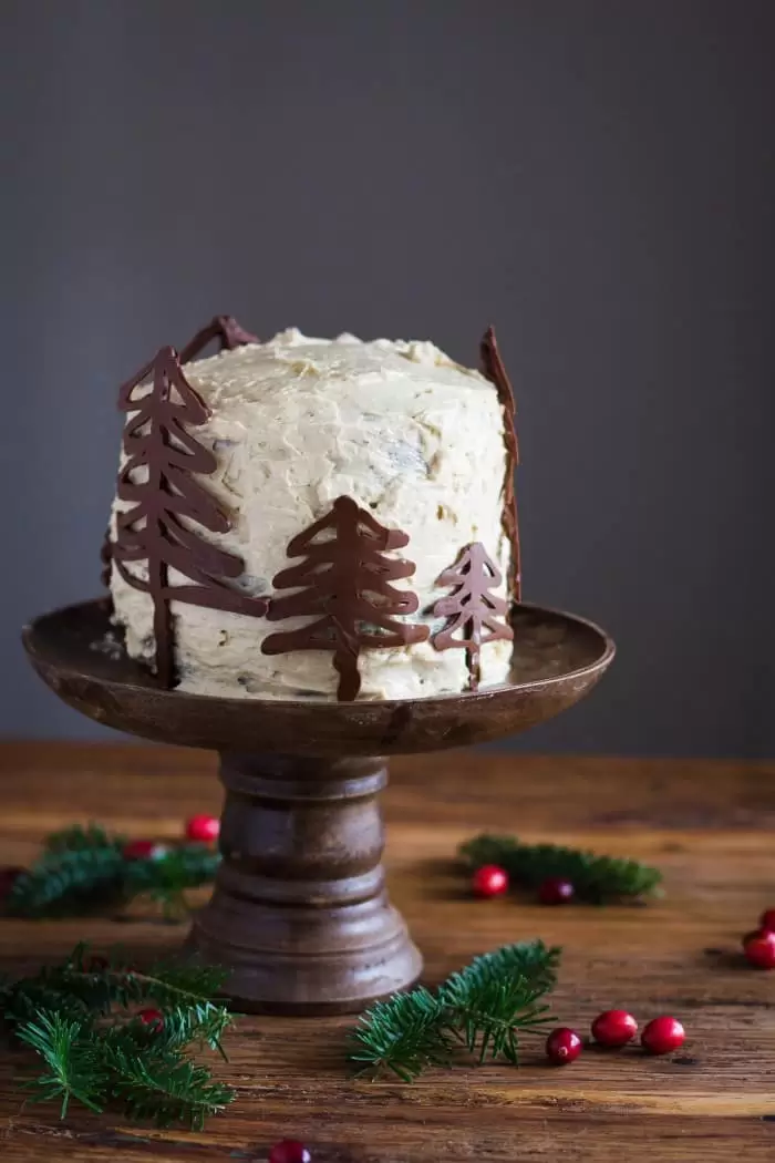 Gingerbread Cake recipe with Brown Sugar Buttercream Frosting and Chocolate Trees | bbritnell.com