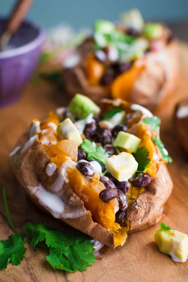 Black Bean Stuffed Sweet Potatoes - Food with Feeling