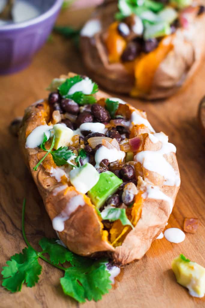 Black Bean Stuffed Sweet Potatoes | Food with Feeling