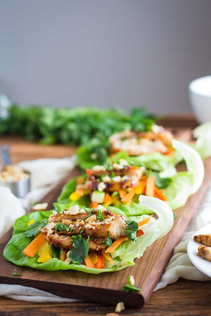 Healthy Thai Chicken Lettuce Wraps Food with Feeling