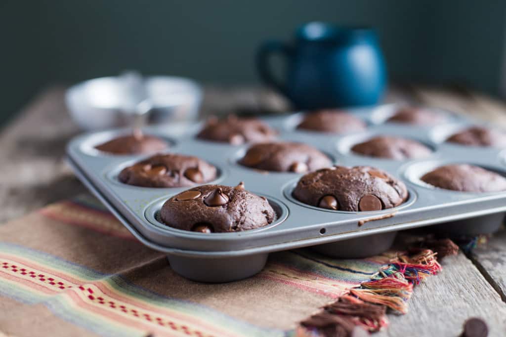 Double Chocolate VEGAN Muffins- this recipe is SO delicious and easy to bake. They taste just like normal muffins and will leave everyone satisfied! SO chocolaty and DELICIOUS!
