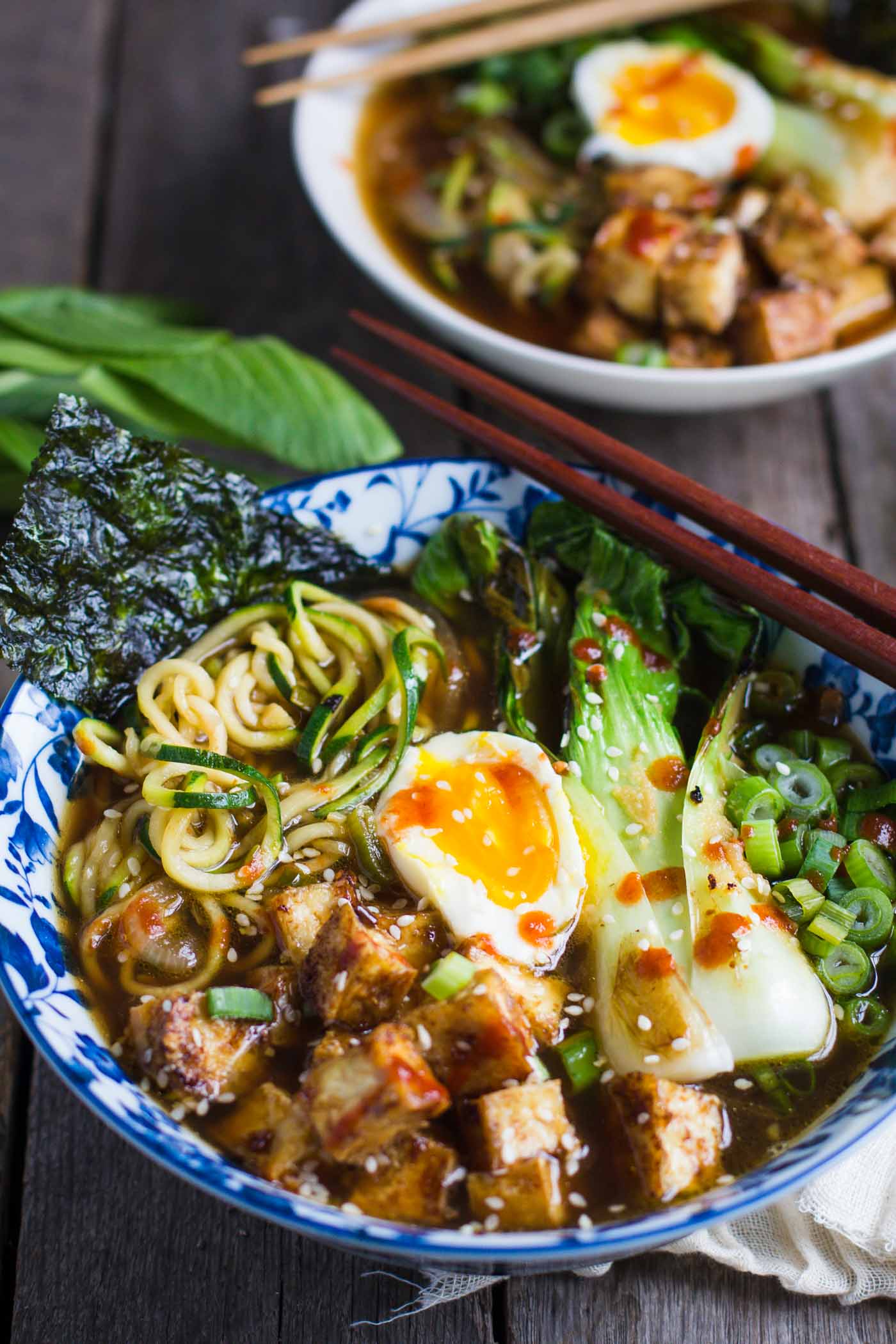 Spiralized Vegan Ramen Soup with Zucchini Noodles - Inspiralized