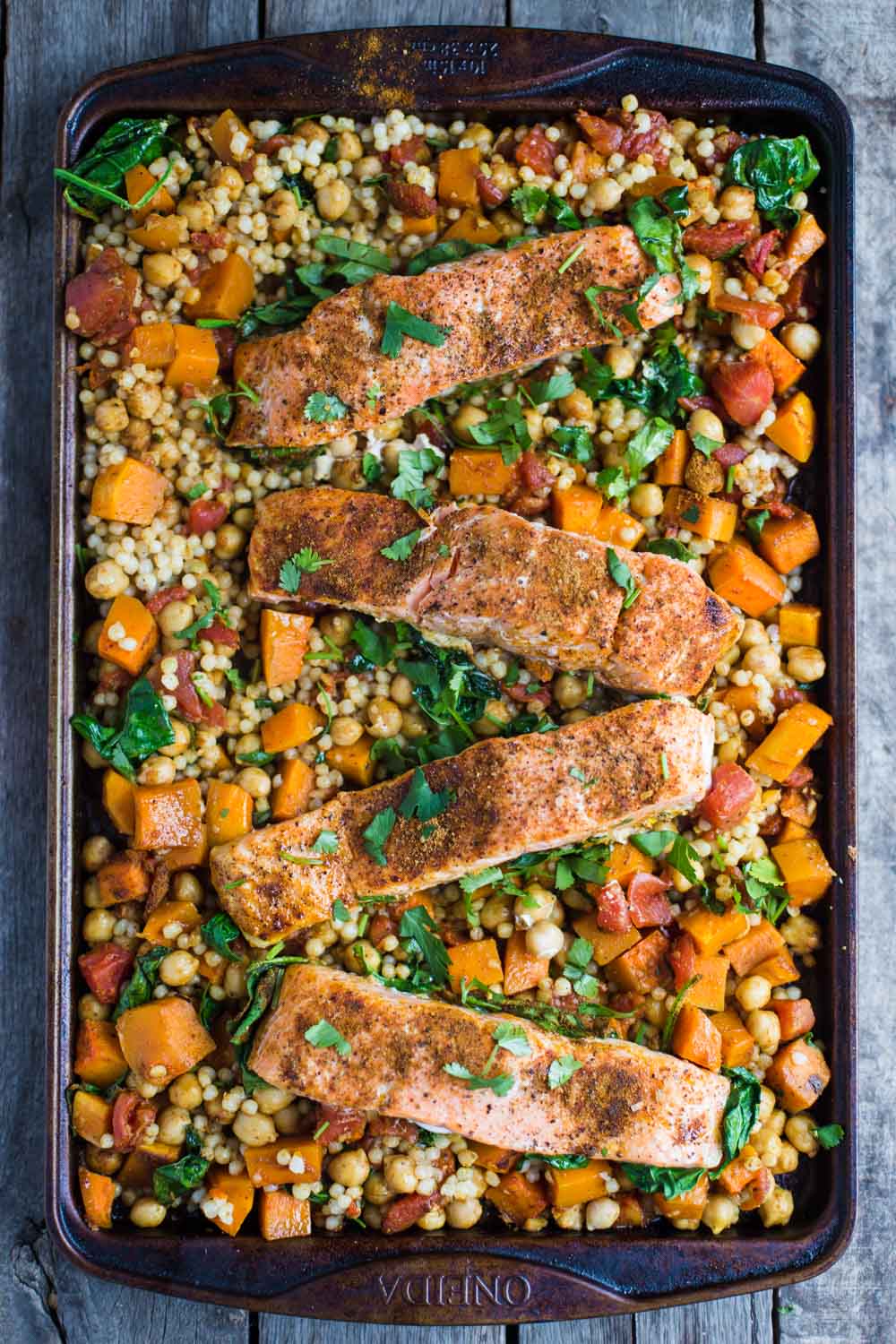 One Pan Salmon and Squash with Couscous | Food with Feeling