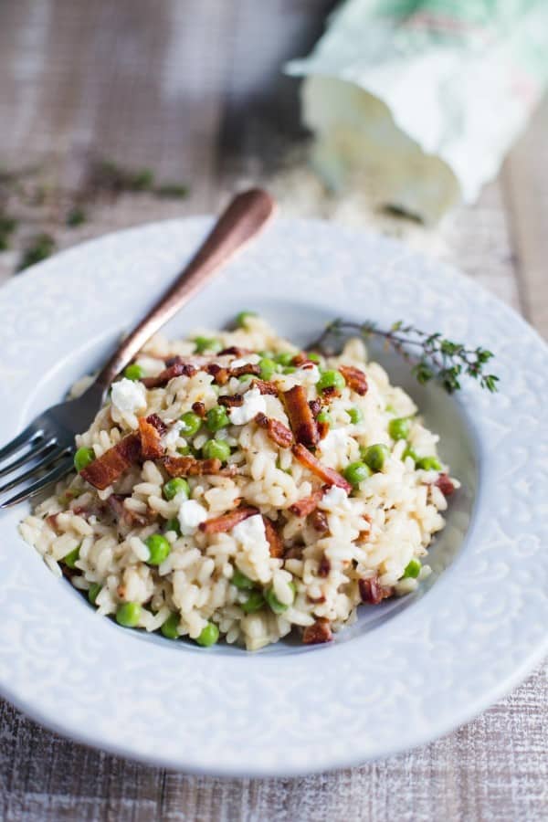 Spring Pea & Goat Cheese Risotto - Food with Feeling