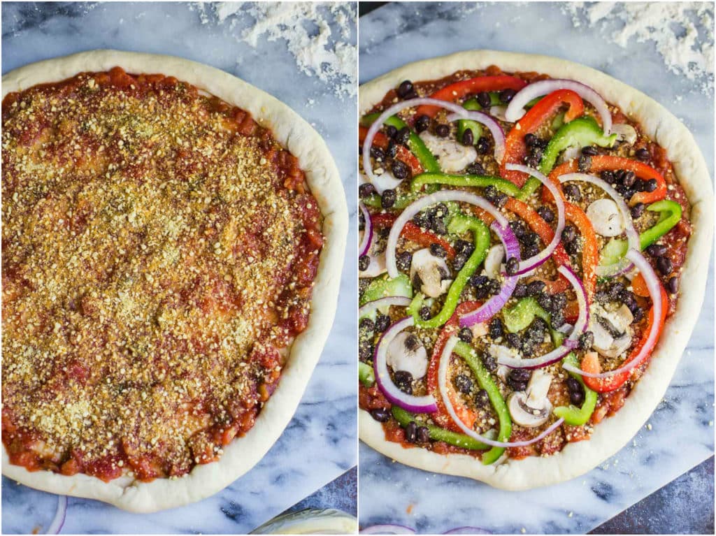 Fajita Pizza- VEGAN, super easy to make, packed with veggies, and SO delicious!!