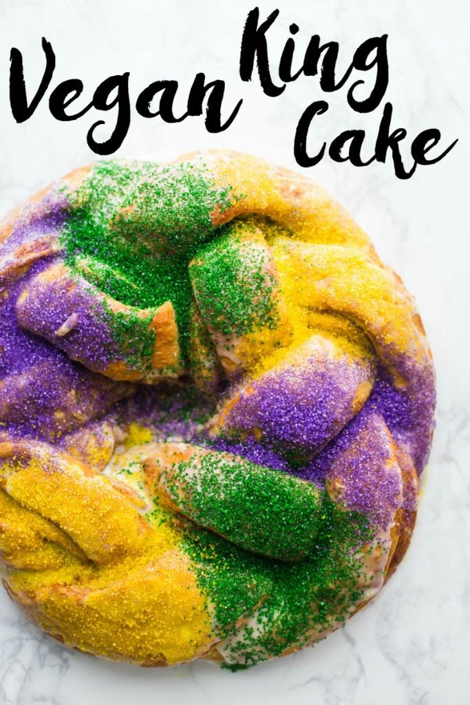 Vegan King Cake- this traditional Mardi Gras King Cake is fully vegan and very easy to make! Perfect for parties or just for fun!