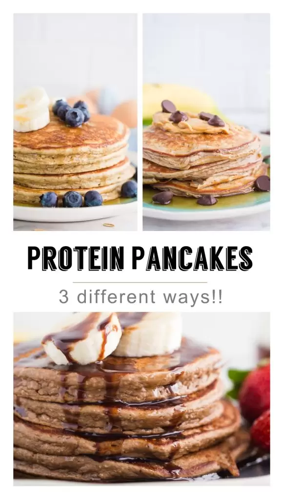 Healthy Protein Pancakes 3 Ways- these 3 recipes are easy to throw together, perfect for meal prep, and the perfect light breakfast!