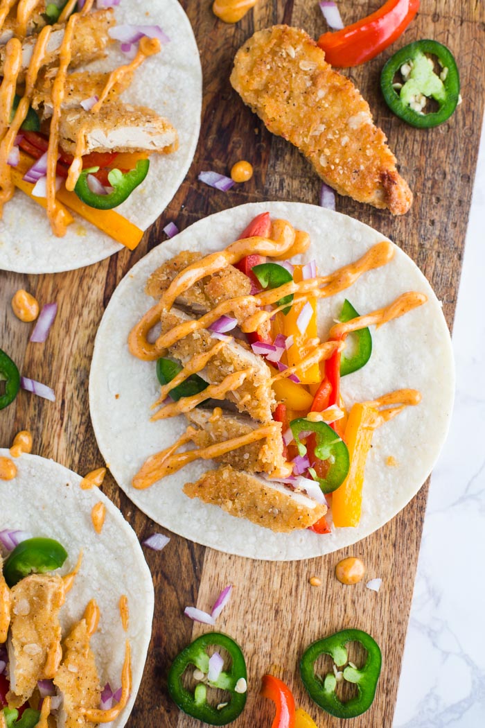 Vegan Crispy Chick'n Tacos Food with Feeling