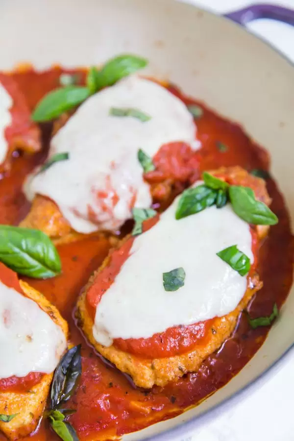 This super simple Keto Chicken Parmesan recipe is easy to make and the perfect gluten free dinner!