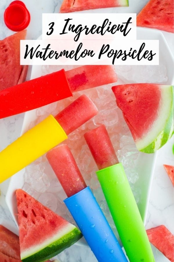 3 Ingredient Watermelon Popsicles made in reusable popsicles molds