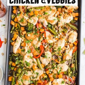 Sheet Pan Peanut Chicken and Veggies- this healthy ONE PAN dinner is something that the whole family will love and only takes about 30 minutes!