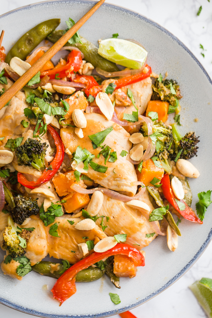 Sheet Pan Peanut Chicken and Veggies - Food with Feeling