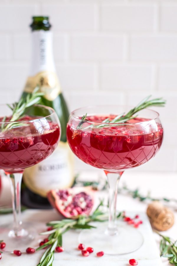 Pomegranate Champagne Cocktail | Food with Feeling