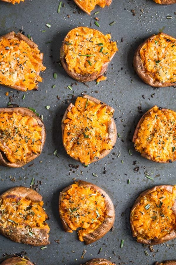 Garlic Smashed Sweet Potatoes