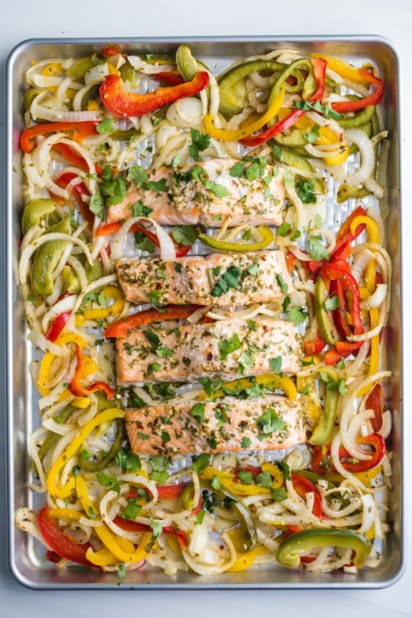 Sheet Pan Garlic Lime Salmon- this healthy sheet pan dinner is easy to make and a great weeknight meal everyone will love!