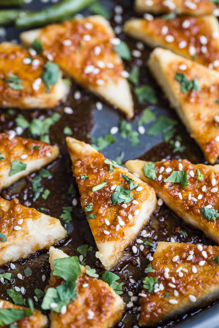 sesame tofu triangles