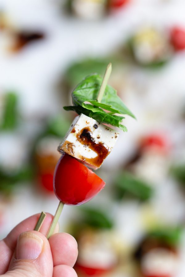 Tofu Caprese Skewers - Food with Feeling