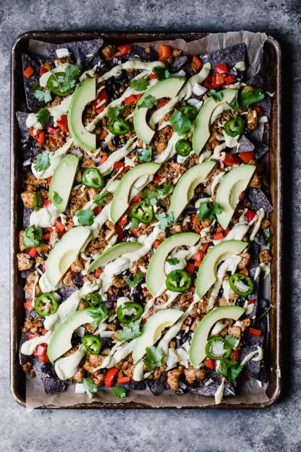 Tofu Vegan Nachos with Cashew Cheese Sauce