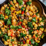 vegan hash made in a large skillet
