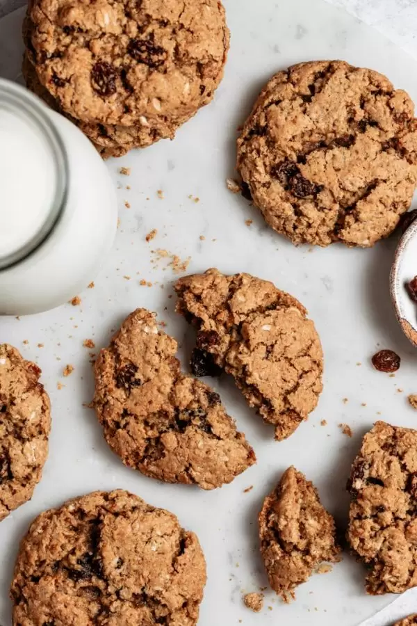 scattering of vegan oatmeal cookies 