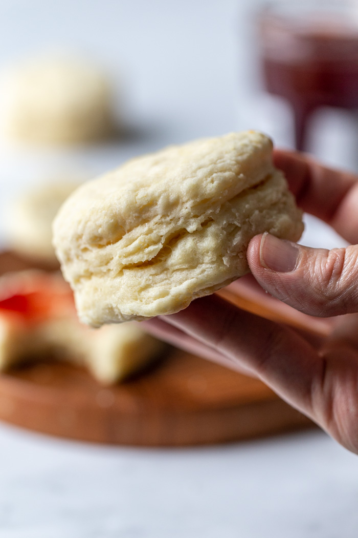 close up of baked vegan biscuits