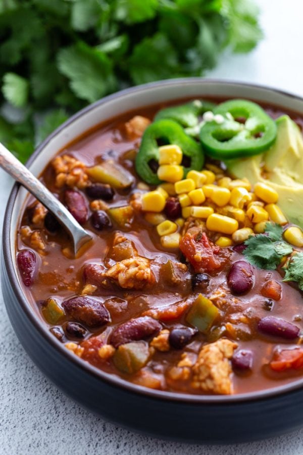 Instant Pot Chili with Beans, Tempeh, and Sweet Potatoes Recipe