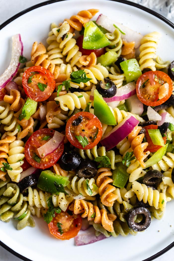 Gluten Free Red Lentil Pasta and Vegetable Salad Cups