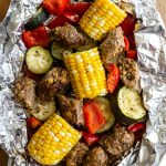 sausage and veggie in a foil pack
