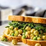 chickpea salad served on a sandwich