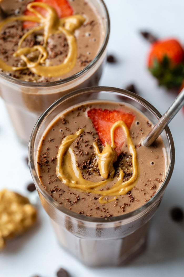 Chocolate Peanut Butter Smoothie - Food with Feeling