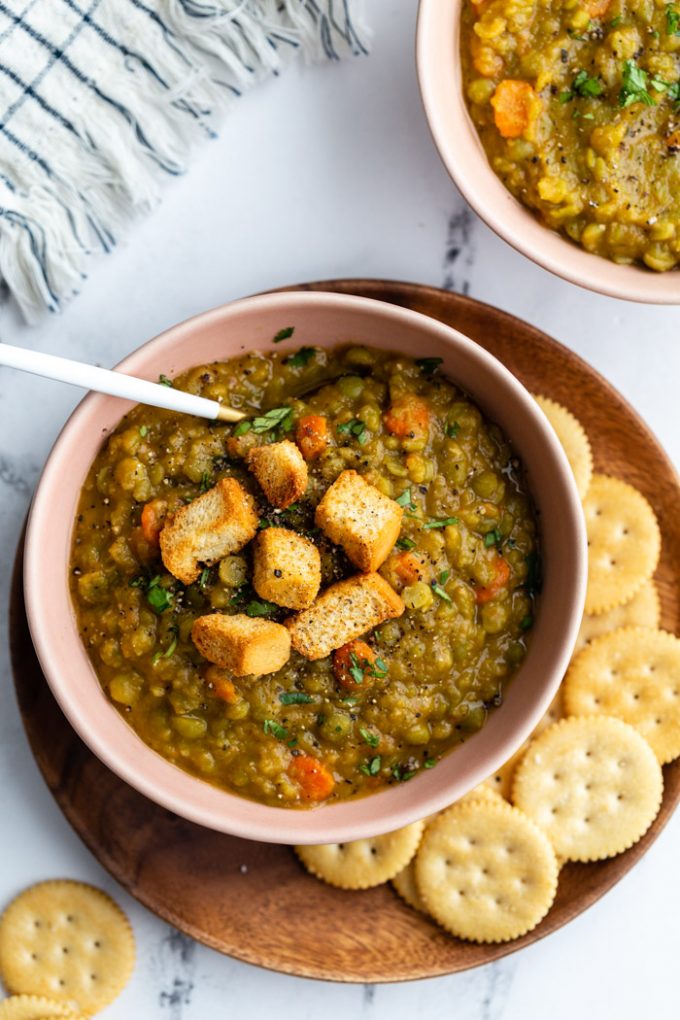 Split Pea & Green Pea Soup {4 ingredients, Vegan}