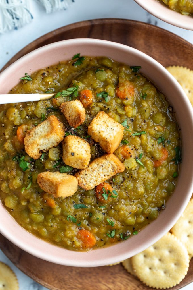 Split Pea & Green Pea Soup {4 ingredients, Vegan}