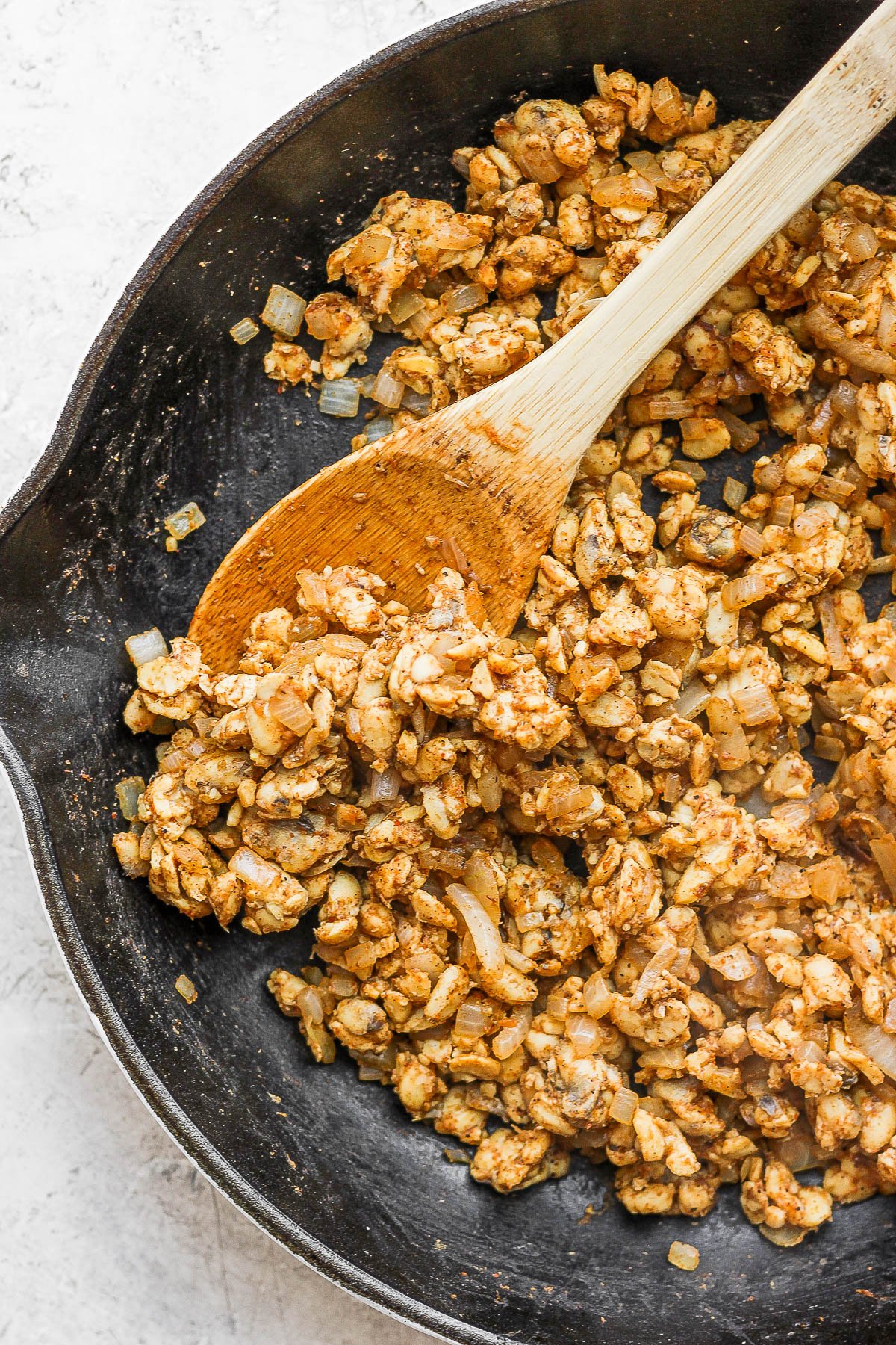 tempeh taco meat in a skillet