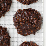 Vegan No Bake Cookies on a cooling rack