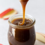 vegan caramel in a small glass jar