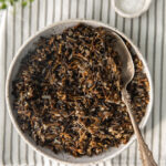 bowl of wild rice with a spoon