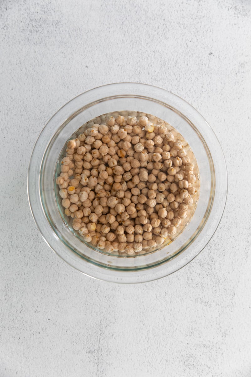 soaking chickpeas in a bowl of water