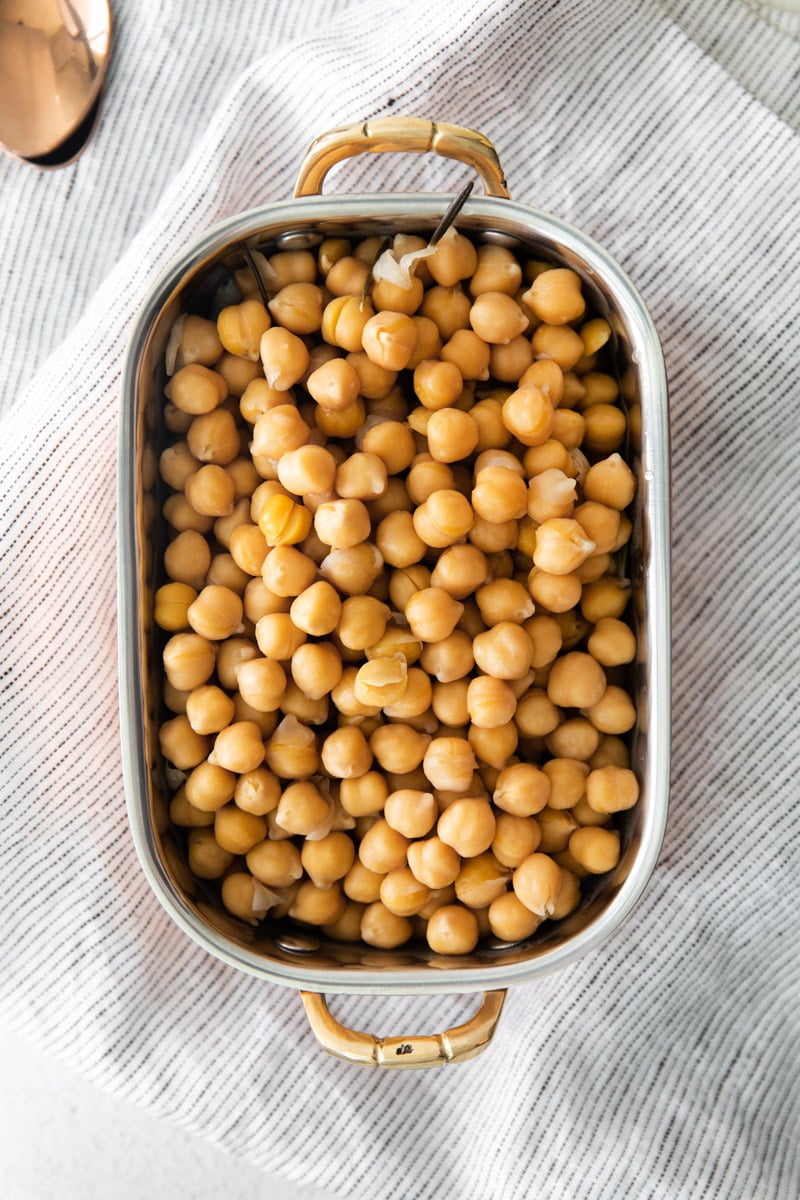 cooked chickpeas in a serving bowl