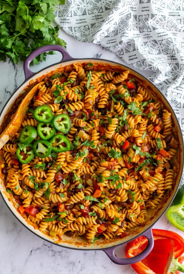 taco pasta salad in a large skillet
