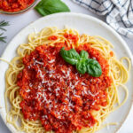 Pomodoro sauce over spaghetti