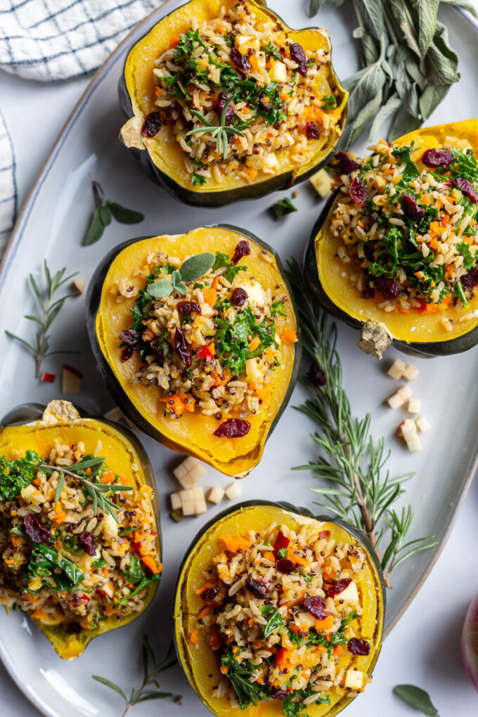 Vegan Stuffed Acorn Squash - Food with Feeling