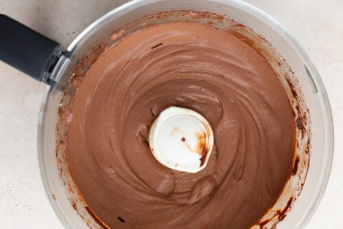 vegan mousse blended in a food processer