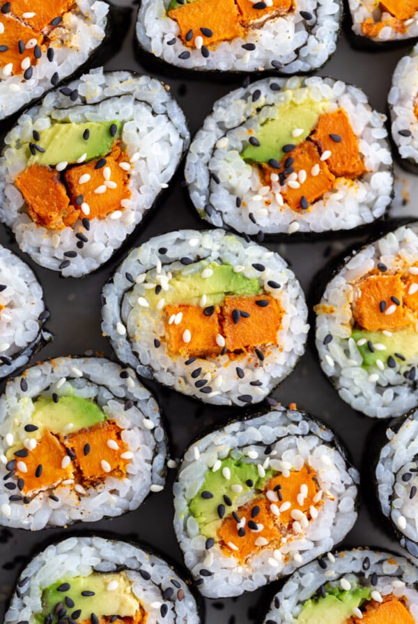 Sweet Potato Roll Sushi with avocado